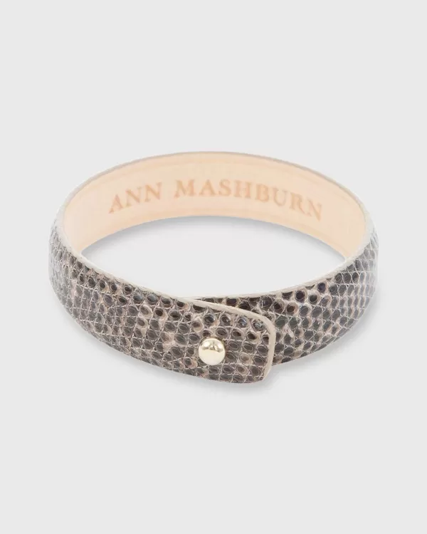 Outlet Ann Mashburn 0.5" Lizard Cuff Bracelet Black/Taupe