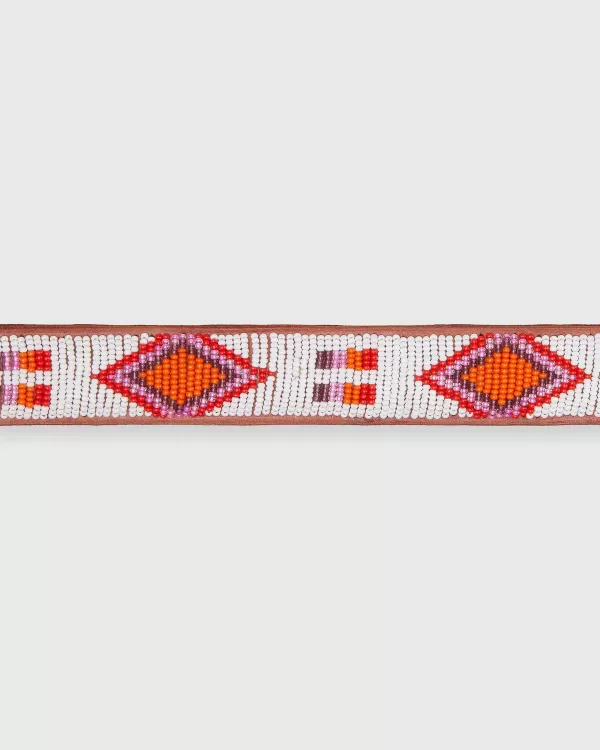 Cheap Sid Mashburn 1.25" African Beaded Belt White/Pink Diamond/Square