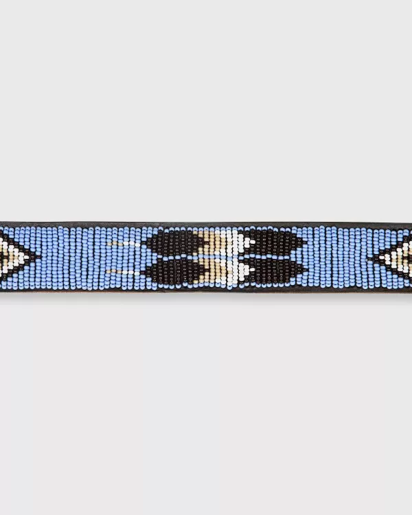 Flash Sale Sid Mashburn 1.25" African Beaded Belt Sky/Dark Brown/White Feather