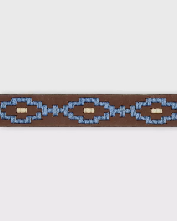 Online Sid Mashburn 1 1/8" Polo Belt Blue/Bone Medium Brown Leather