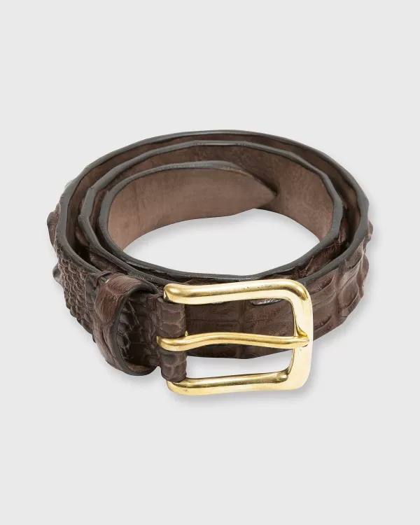 Hot Sid Mashburn 1 3/8" Hornback Crocodile Belt Brown
