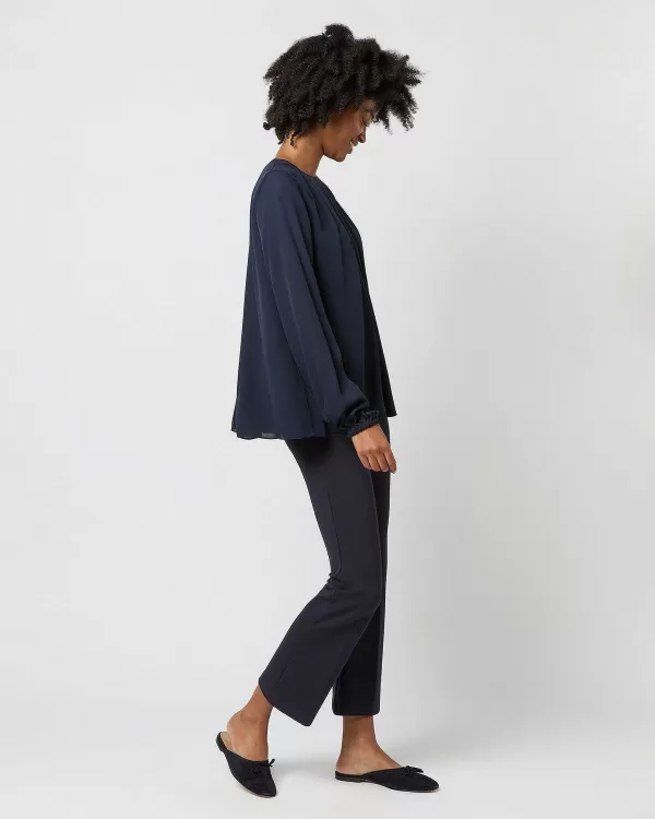 New Ann Mashburn Alex Top Navy Double Georgette Silk