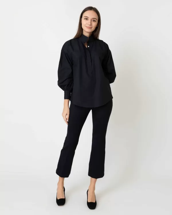 Hot Ann Mashburn Anaya Popover Shirt Black Poplin