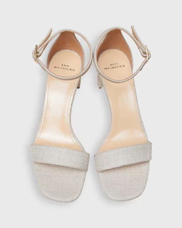 New Ann Mashburn Ankle-Wrap Block Heel Natural Raffia