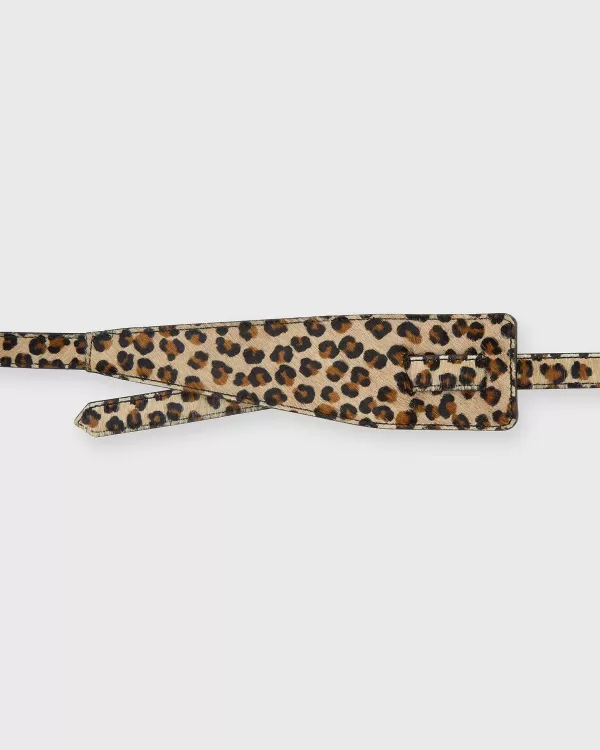 Discount Ann Mashburn Asymmetrical Loop Thru Belt Mini Leopard Printed Calf Leather