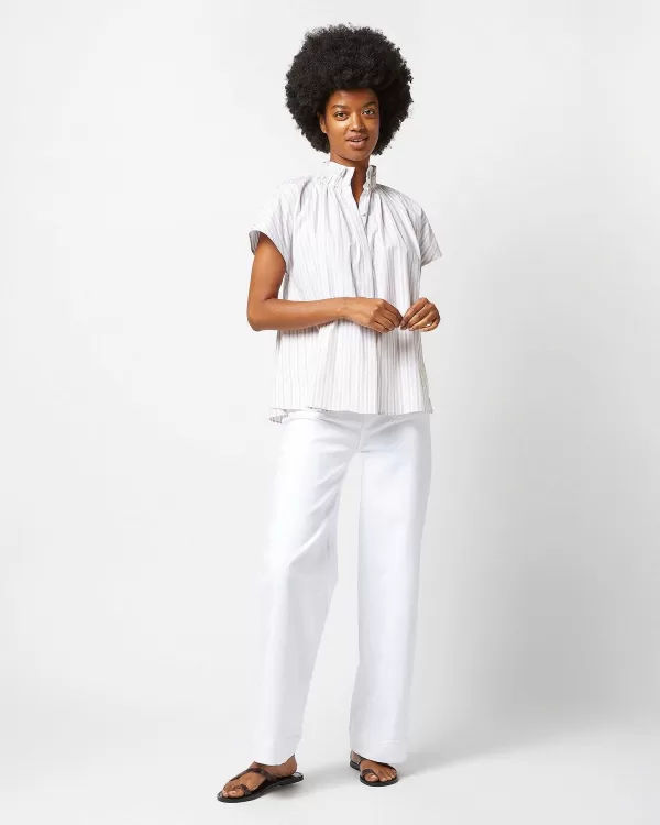Sale Ann Mashburn Atelier Kami Top Sand Multi Stripe Poplin