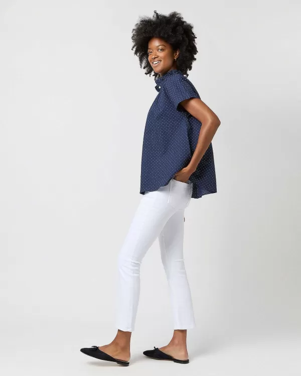 Discount Ann Mashburn Atelier Kami Top Navy Polka Dot Seersucker