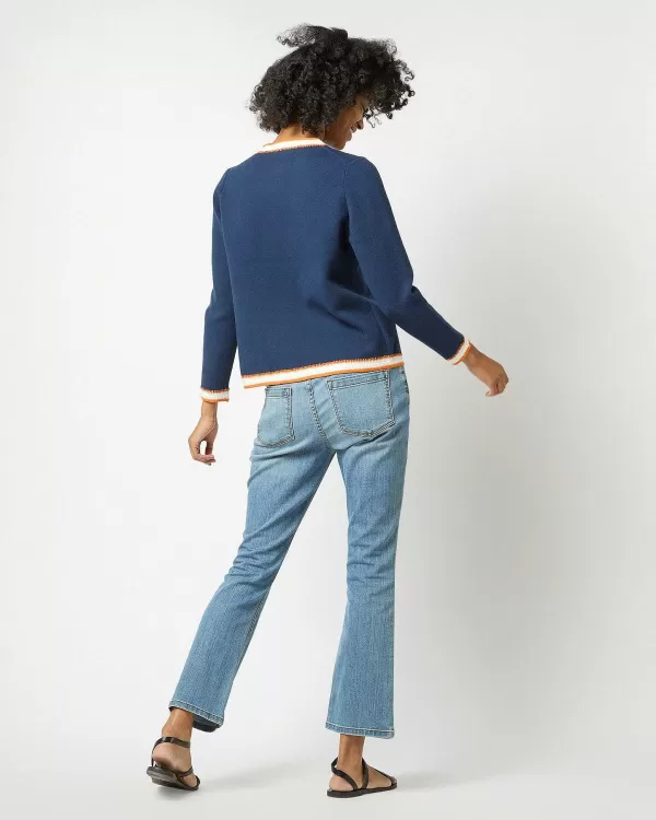 Online Ann Mashburn Aubrey Cardigan Navy/Orange/Ivory Cotton/Silk