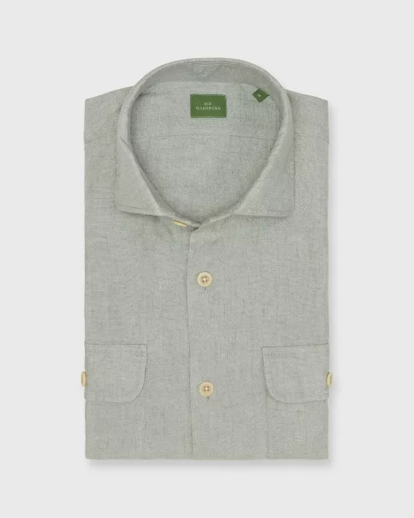 Shop Sid Mashburn Band-Hem Work Shirt Sage Linen