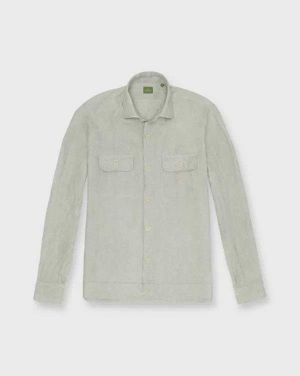 Shop Sid Mashburn Band-Hem Work Shirt Sage Linen