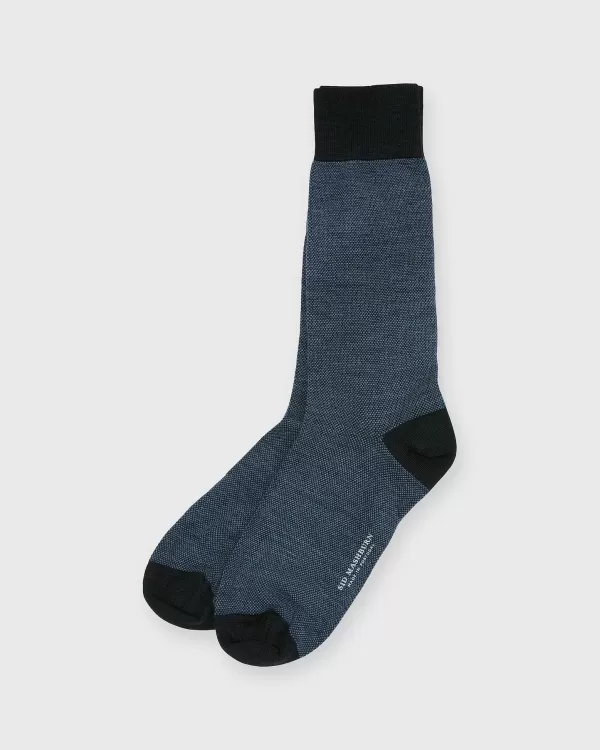 Hot Sid Mashburn Birdseye Trouser Dress Socks Blue Extra Fine Merino