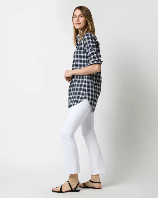Cheap Ann Mashburn Boyfriend Shirt Navy/Green Gordon Tartan Poplin