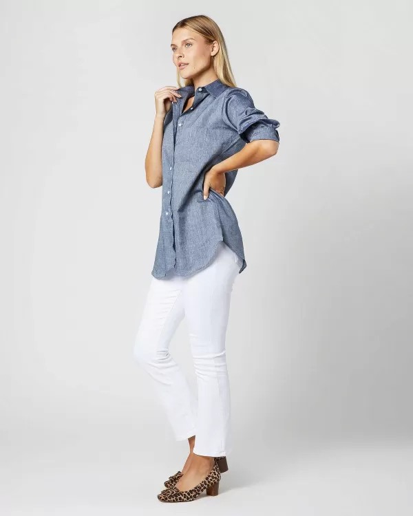 Flash Sale Ann Mashburn Boyfriend Shirt Indigo Cotolino Chambray