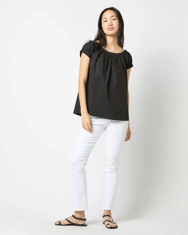 Outlet Ann Mashburn Bridget Top Black Stretch Poplin