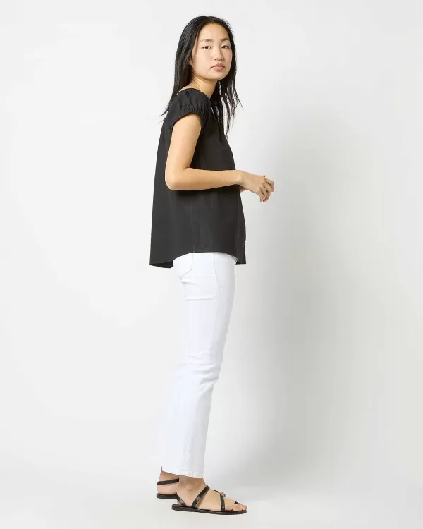 Outlet Ann Mashburn Bridget Top Black Stretch Poplin