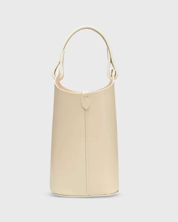 Cheap Ann Mashburn Bucket Tote Cream Leather