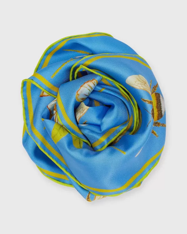New ZZ Perry Art Bugs Square Scarf Slim Aarons Blue