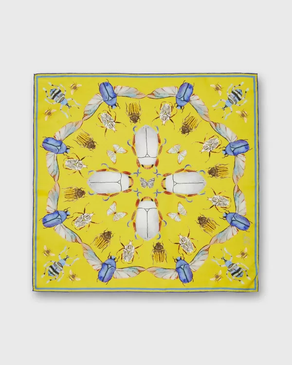 Discount ZZ Perry Art Bugs Square Scarf Meyer Lemon Yellow