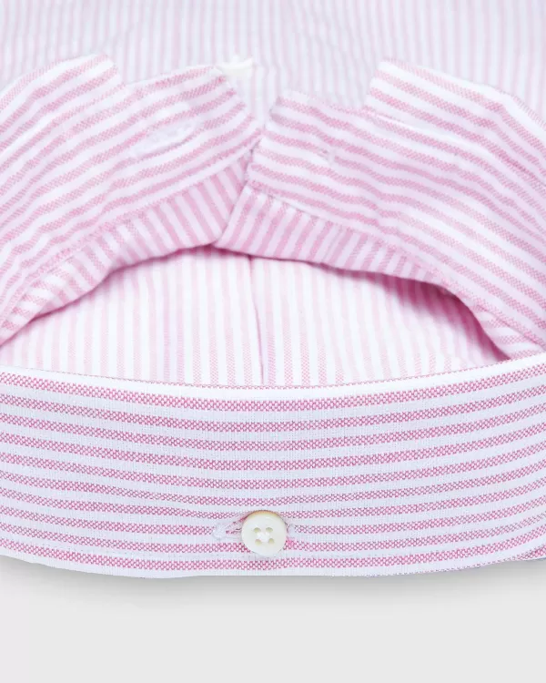 New Sid Mashburn Button-Down Sport Shirt Berry University Stripe Oxford