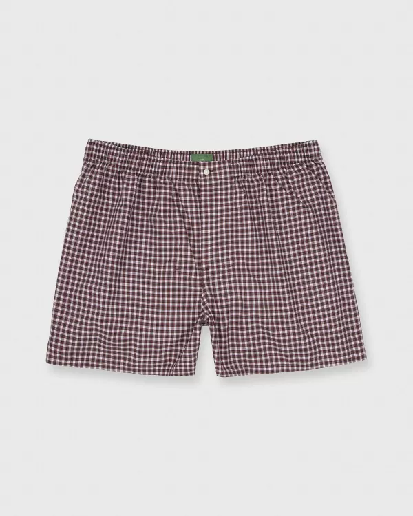 Online Sid Mashburn Button-Front Boxer Short Navy/Burgundy Check Poplin