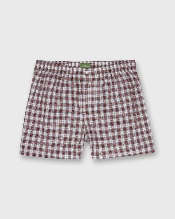 Clearance Sid Mashburn Button-Front Boxer Short Red/White Dress Stewart Tartan Poplin