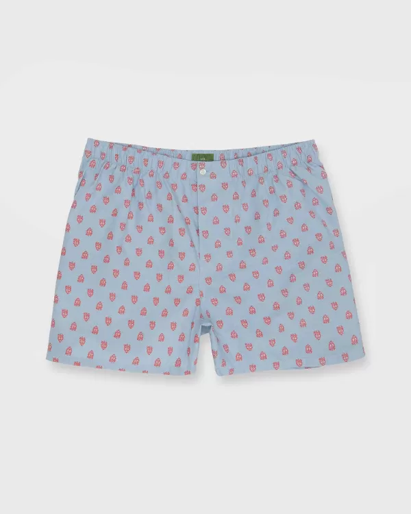 Hot Sid Mashburn Button-Front Boxer Short Sky/Coral Reef Print Poplin