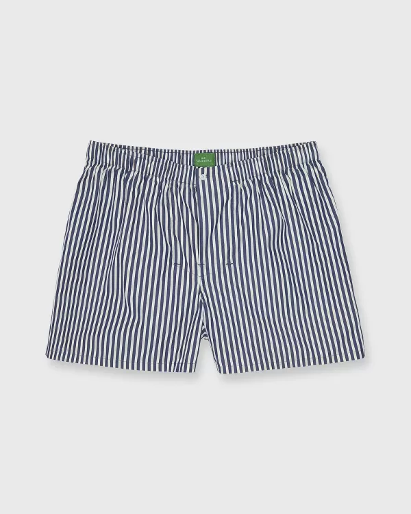 Sale Sid Mashburn Button-Front Boxer Short Navy/Yellow Stripe Poplin