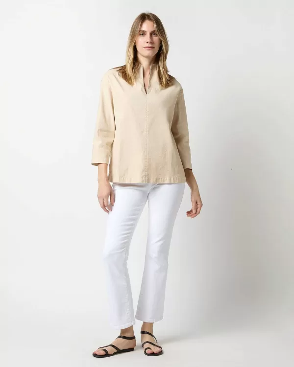 Clearance Ann Mashburn Camilla Top Sand Stretch Cotolino