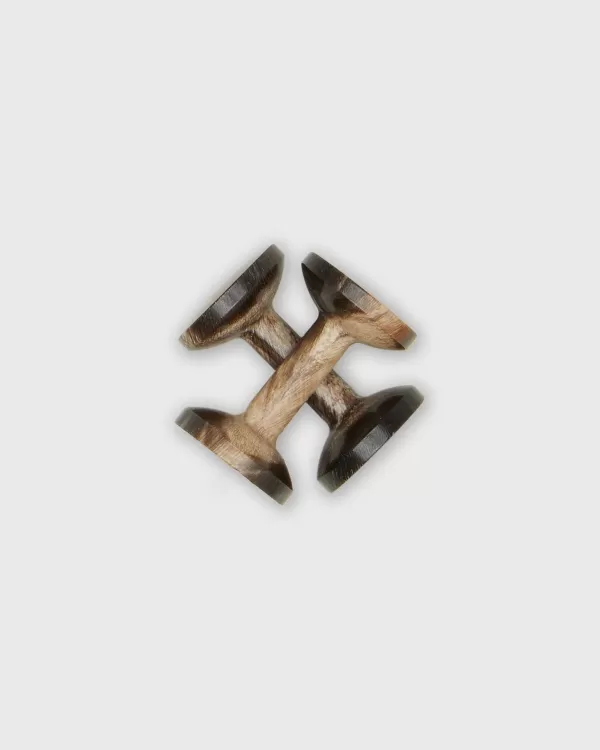 Hot Codis Maya Circle Two-Way Cufflinks Buffalo Horn