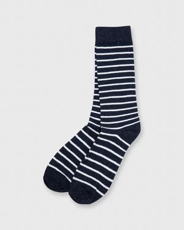 Cheap American Trench Classic Breton Stripe Socks Navy/White