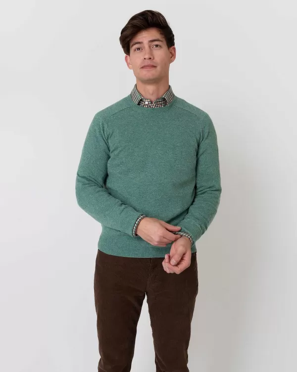 Store Sid Mashburn Classic Crewneck Sweater Lovat Cashmere