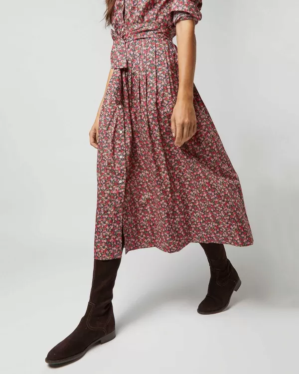 Clearance Ann Mashburn Classic Shirtwaist Dress Red/Pink Multi Nectar Liberty Fabric