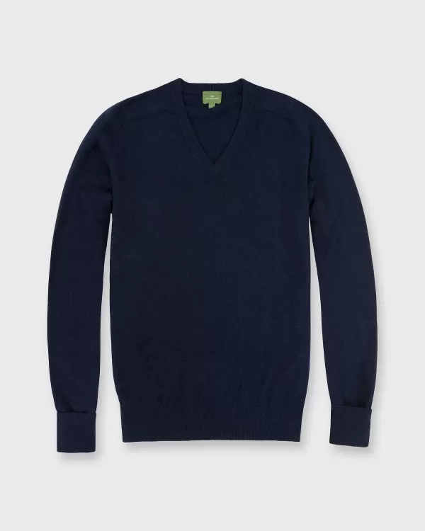 Store Sid Mashburn Classic V-Neck Sweater Dark Navy Cashmere
