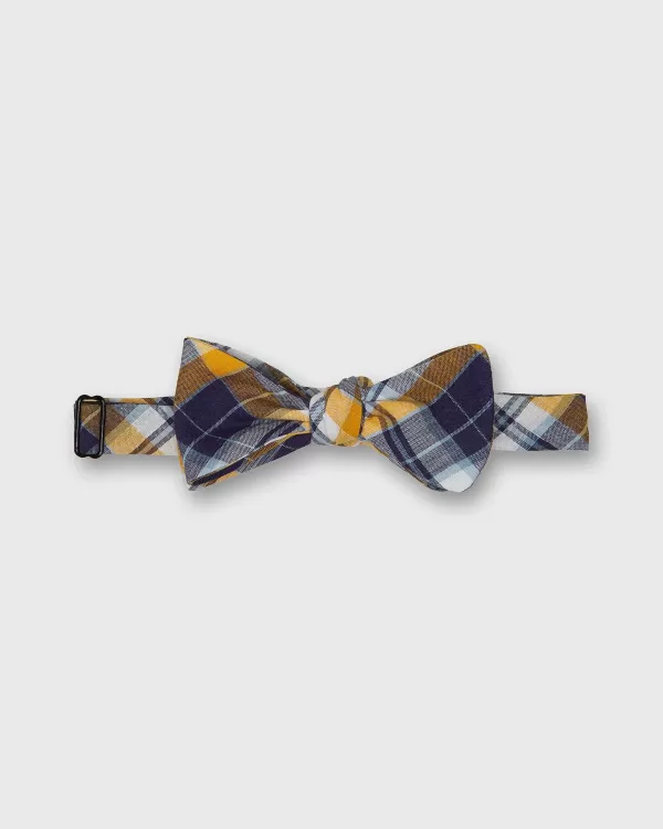 Hot Sid Mashburn Cotton Bow Tie Navy/Gold Madras