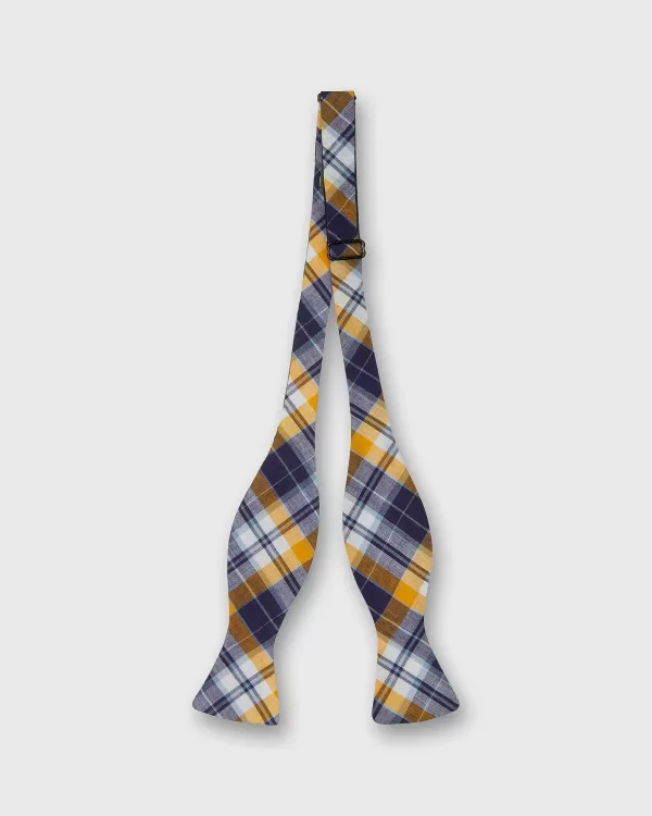Hot Sid Mashburn Cotton Bow Tie Navy/Gold Madras