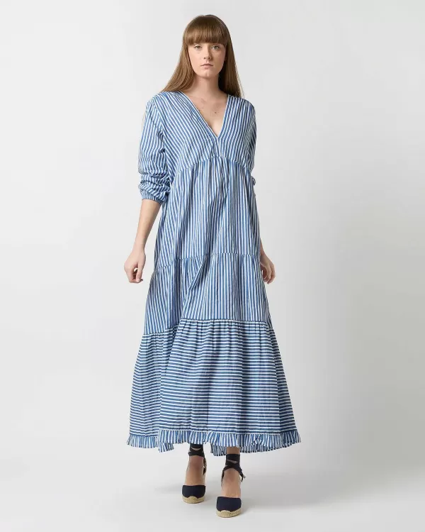 Sale Gallabia Cuba Maxi Dress Blue/White Stripe