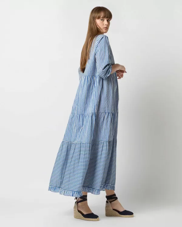 Sale Gallabia Cuba Maxi Dress Blue/White Stripe