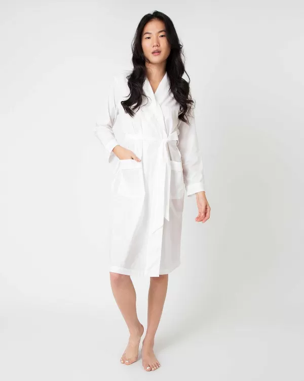 Outlet Ann Mashburn Darcey Robe White Cotton Lawn