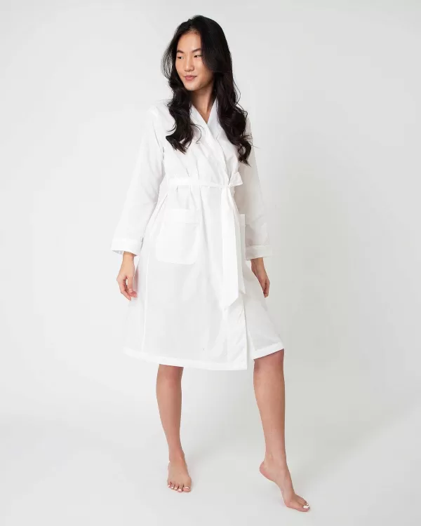Outlet Ann Mashburn Darcey Robe White Cotton Lawn