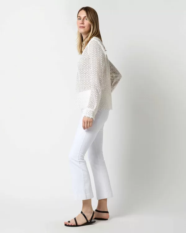 Hot Ann Mashburn Darcy Shirt White Floral Guipure Lace