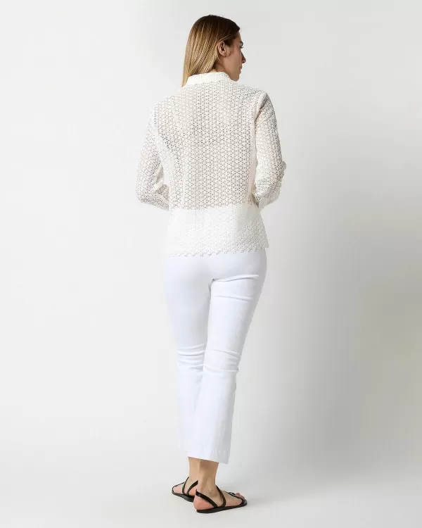 Hot Ann Mashburn Darcy Shirt White Floral Guipure Lace