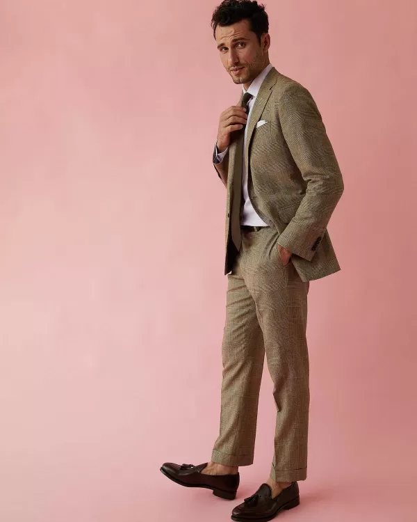 Flash Sale Sid Mashburn Dress Trouser Chocolate/Sand Glen Plaid Hopsack