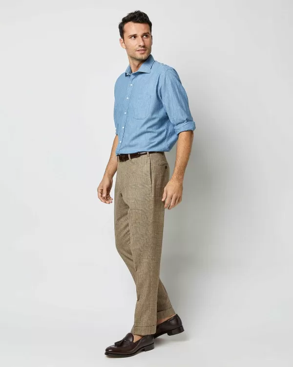 Flash Sale Sid Mashburn Dress Trouser Chocolate/Sand Glen Plaid Hopsack