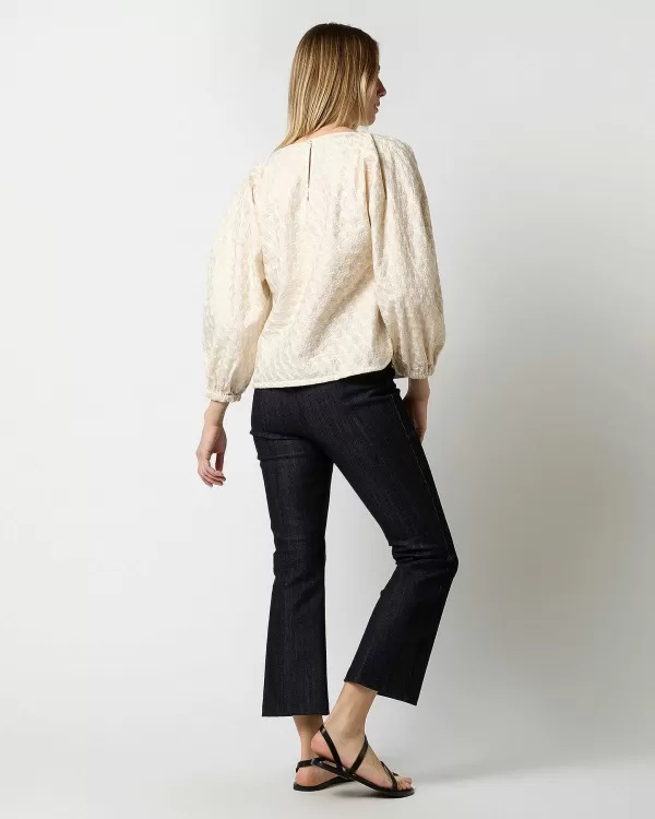 Best Ann Mashburn Elora Volume Top Ivory Floral Embroidered Poplin