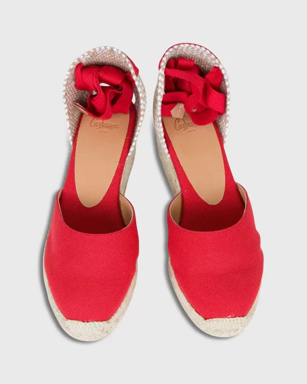 Cheap Castañer Extra Low Carina Espadrille Red Canvas