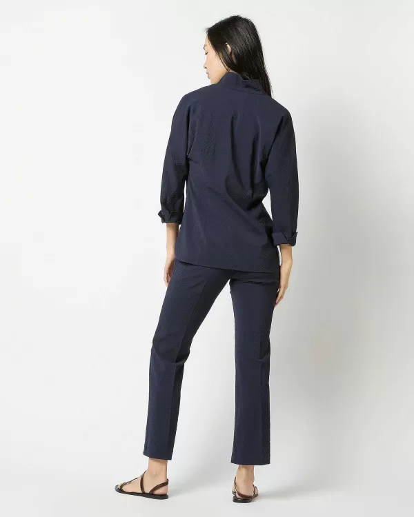 Cheap Ann Mashburn Fanny Shirt Navy Wool Seersucker