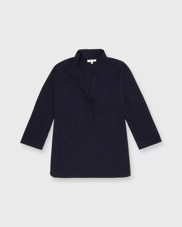 Cheap Ann Mashburn Fanny Shirt Navy Wool Seersucker