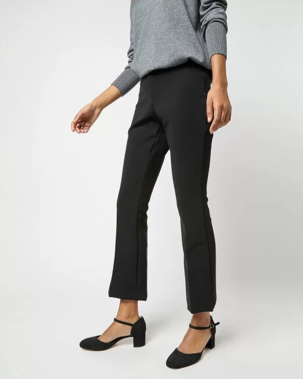 Shop Ann Mashburn Faye Flare Cropped Pant Black Cady