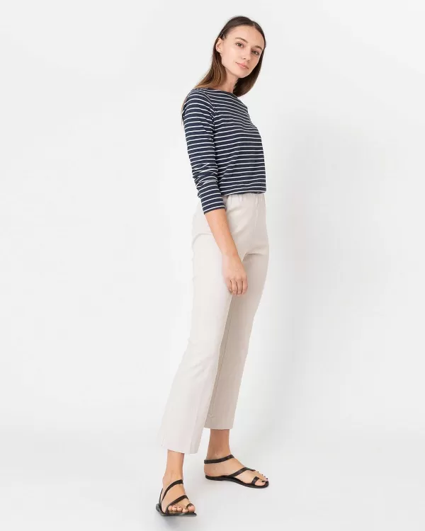 Store Ann Mashburn Faye Flare Cropped Pant Taupe Garment-Dyed Stretch Twill