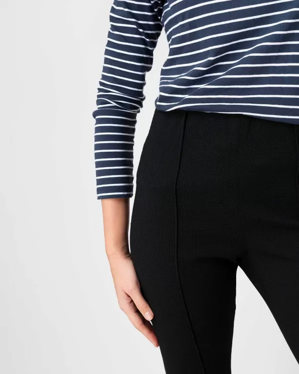 New Ann Mashburn Faye Flare Cropped Pant Black Waffle Crepe